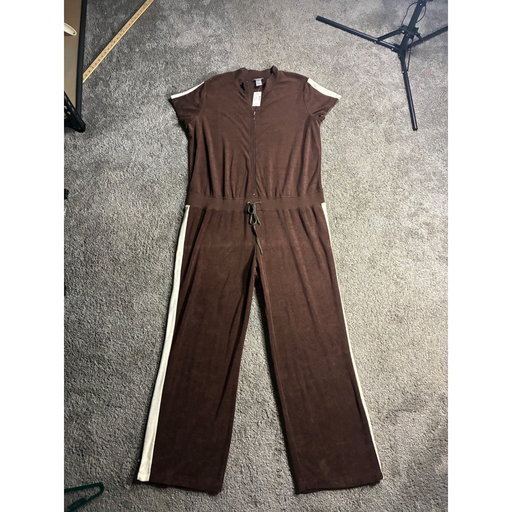 Vintage Y2K Lane Bryant V Sport Terry Jumpsuit Size 22/24 NWT Plus Size Wide Leg - Picture 2 of 8